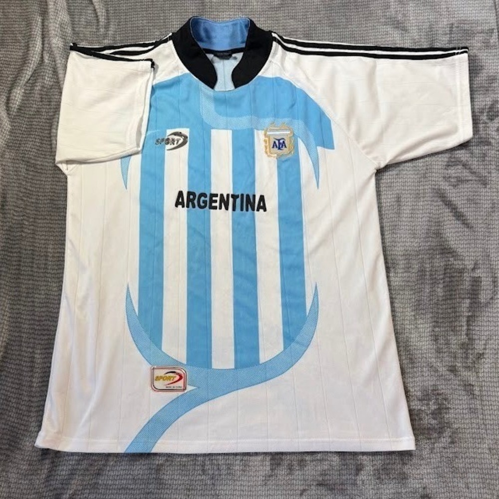 Argentina National Team Soccer Jersey Shirt Blue White Striped Sport Youth XL